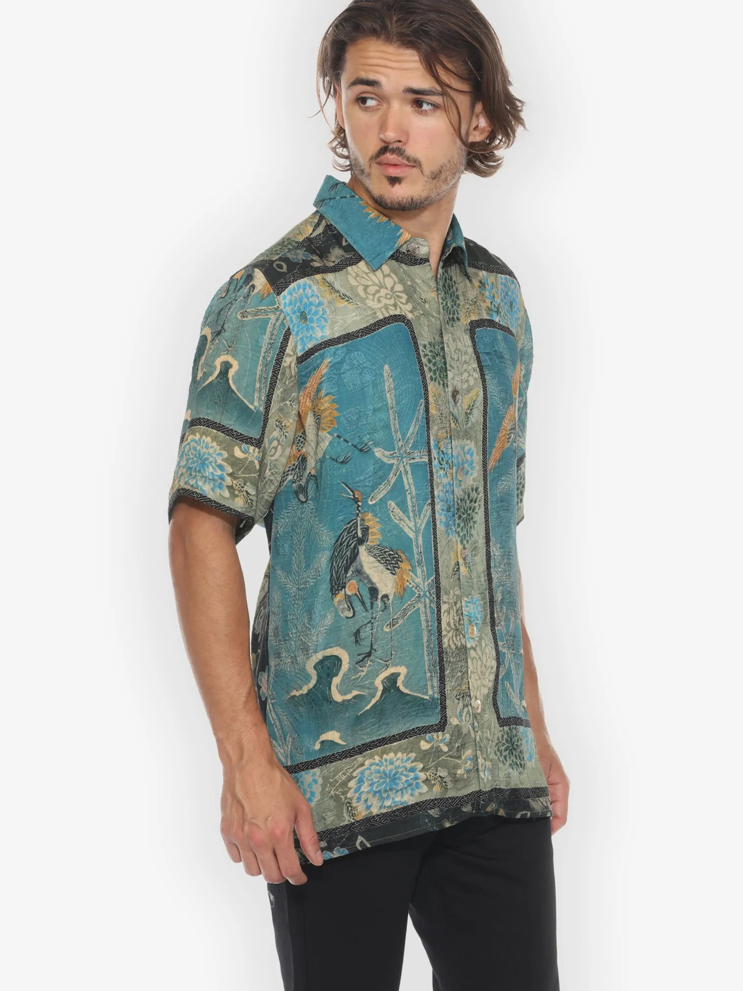 Crane Bamboo Floral Engineered Men’s Silk Shirt sold by Citron product image thumbnail 2