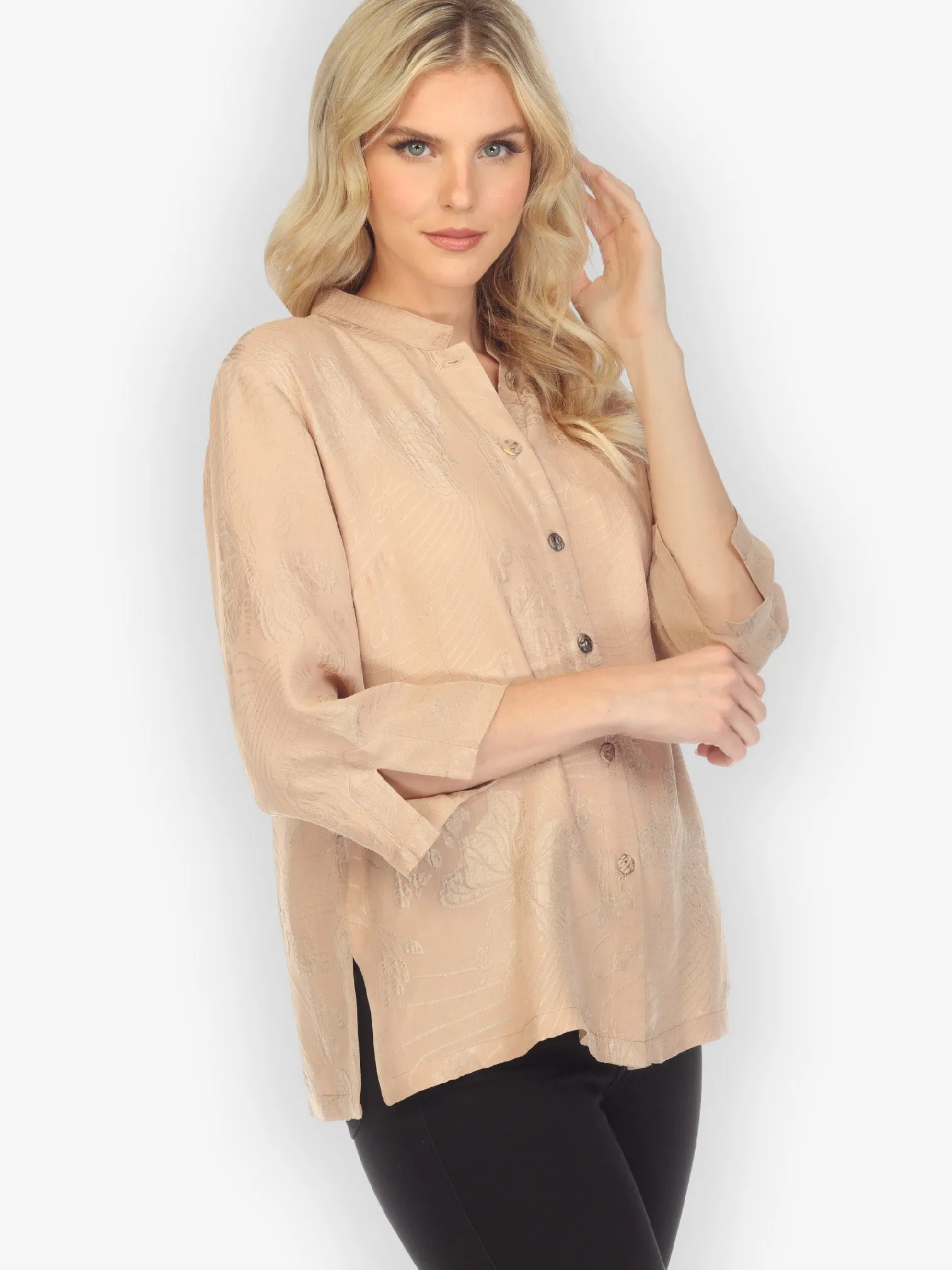 Solid Caramel Silk Blouse sold by Citron