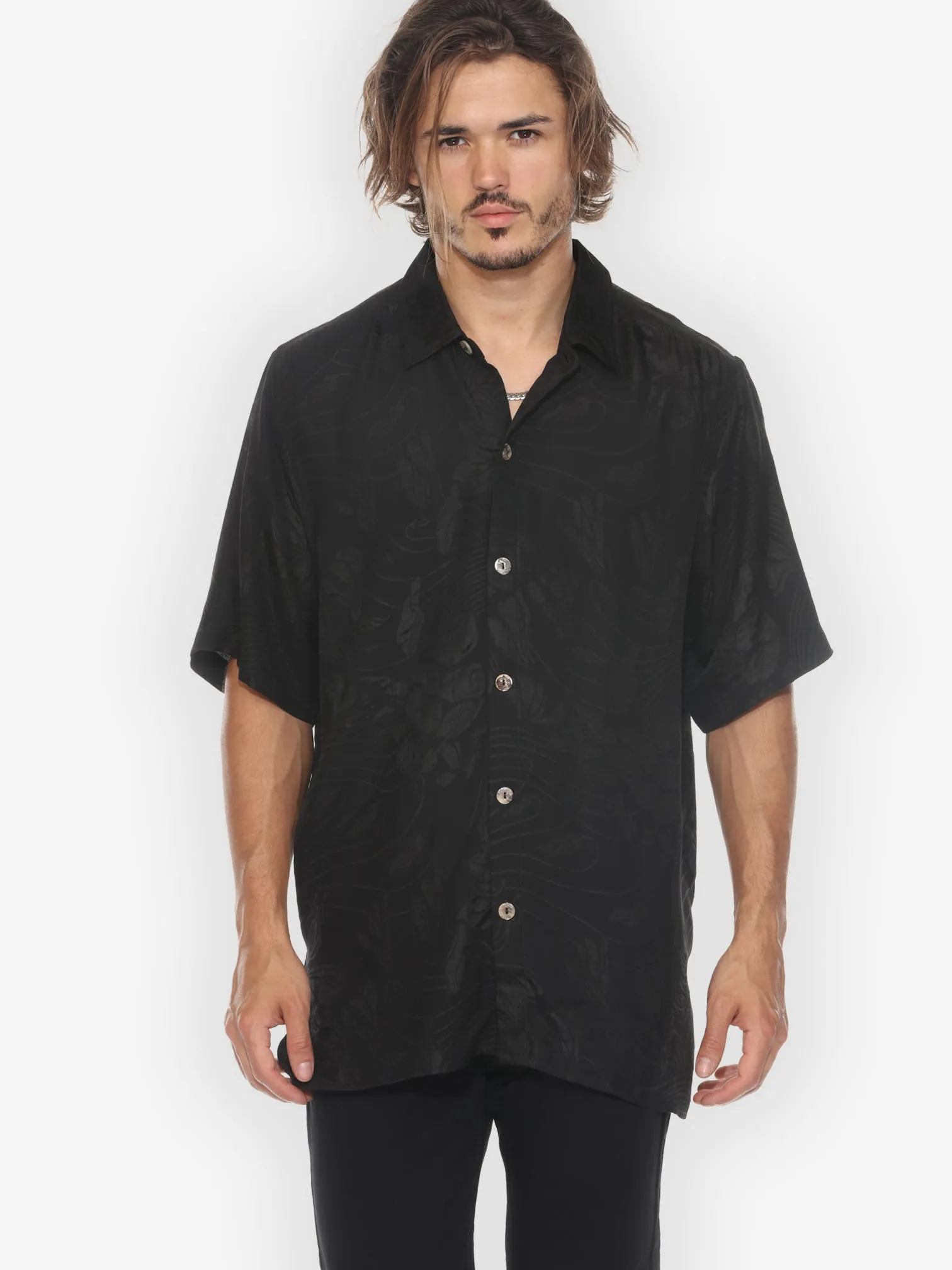 Solid Silk in Black Men’s Shirt sold by Citron