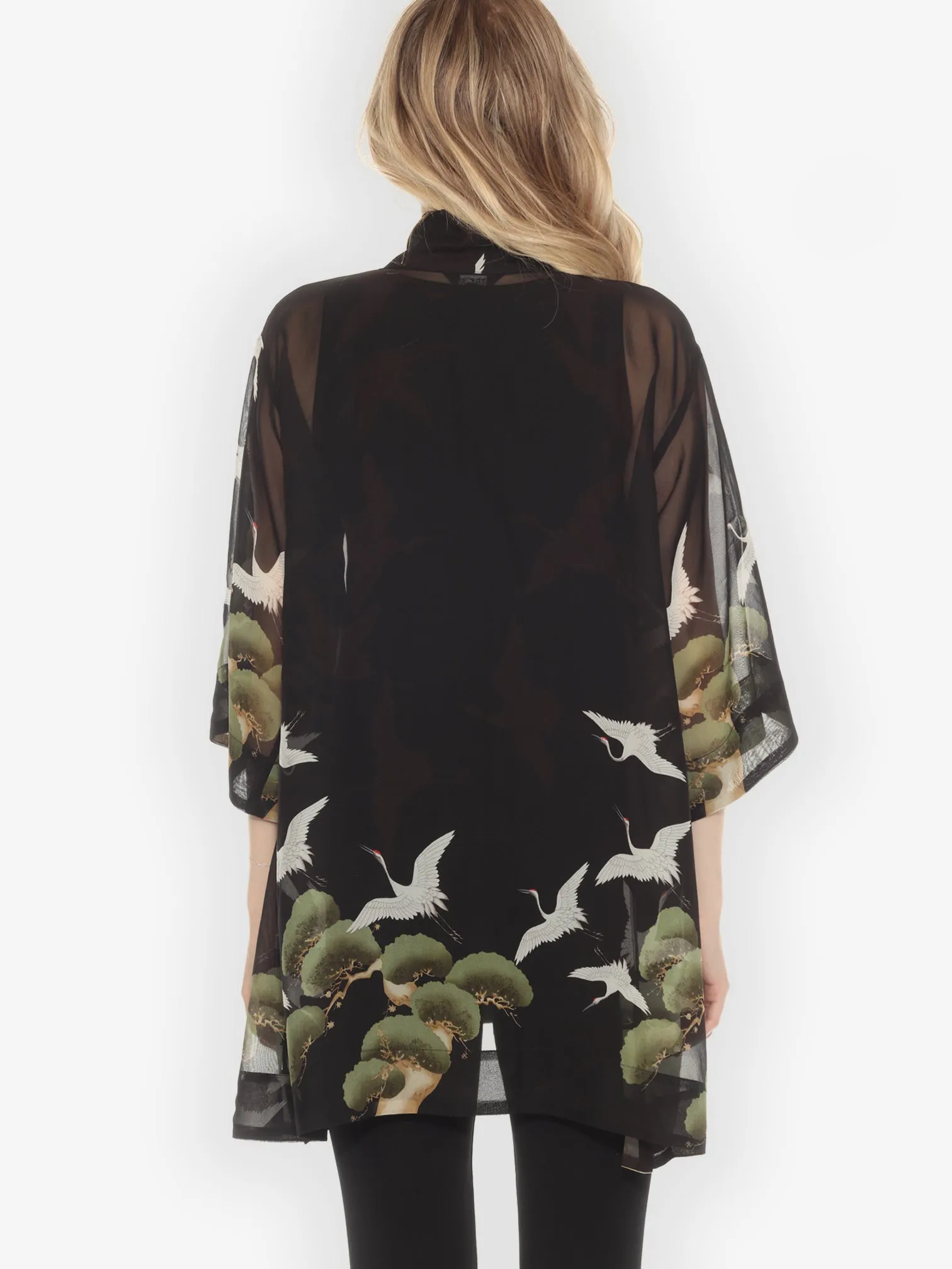 Crane Over Forest Silk Kimono Jacket sold by Citron product image thumbnail 3