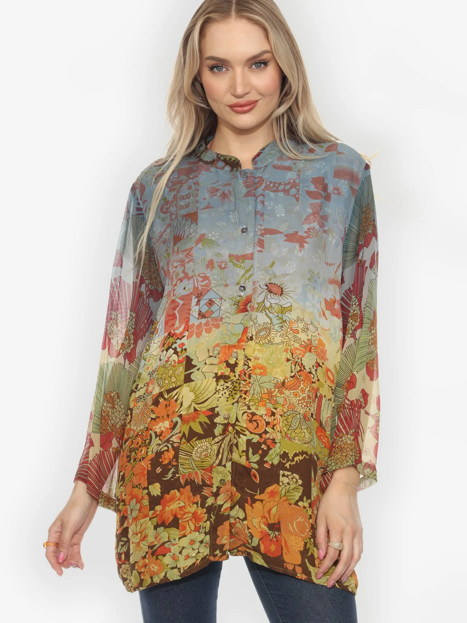One of a Kind Hand Dyed Silk Tunic - 2X sold by Citron