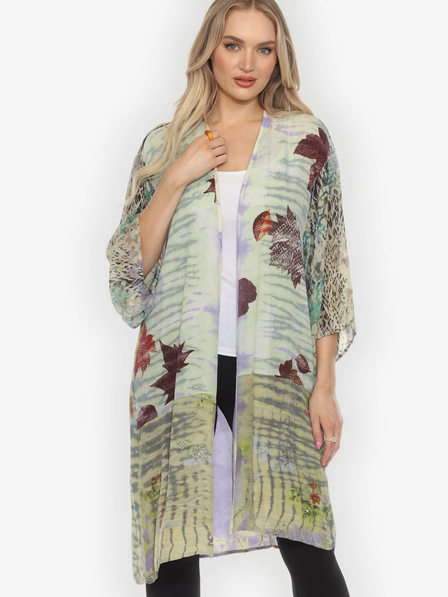 One of a Kind Tie Dye Silk Kimono Jacket - 1X sold by Citron