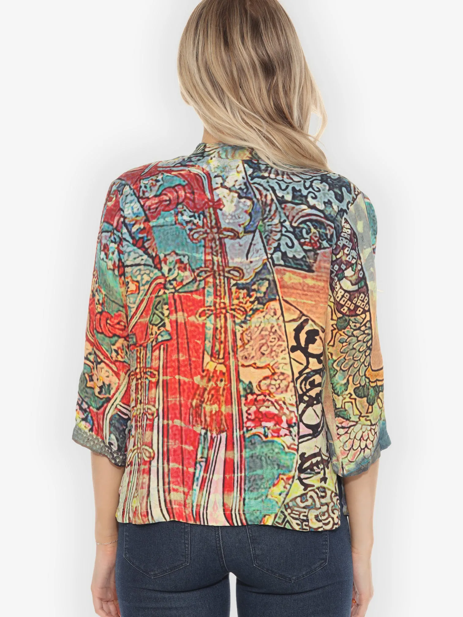 Kimono Combination Silk Tie Dye Blouse - S sold by Citron product image thumbnail 2