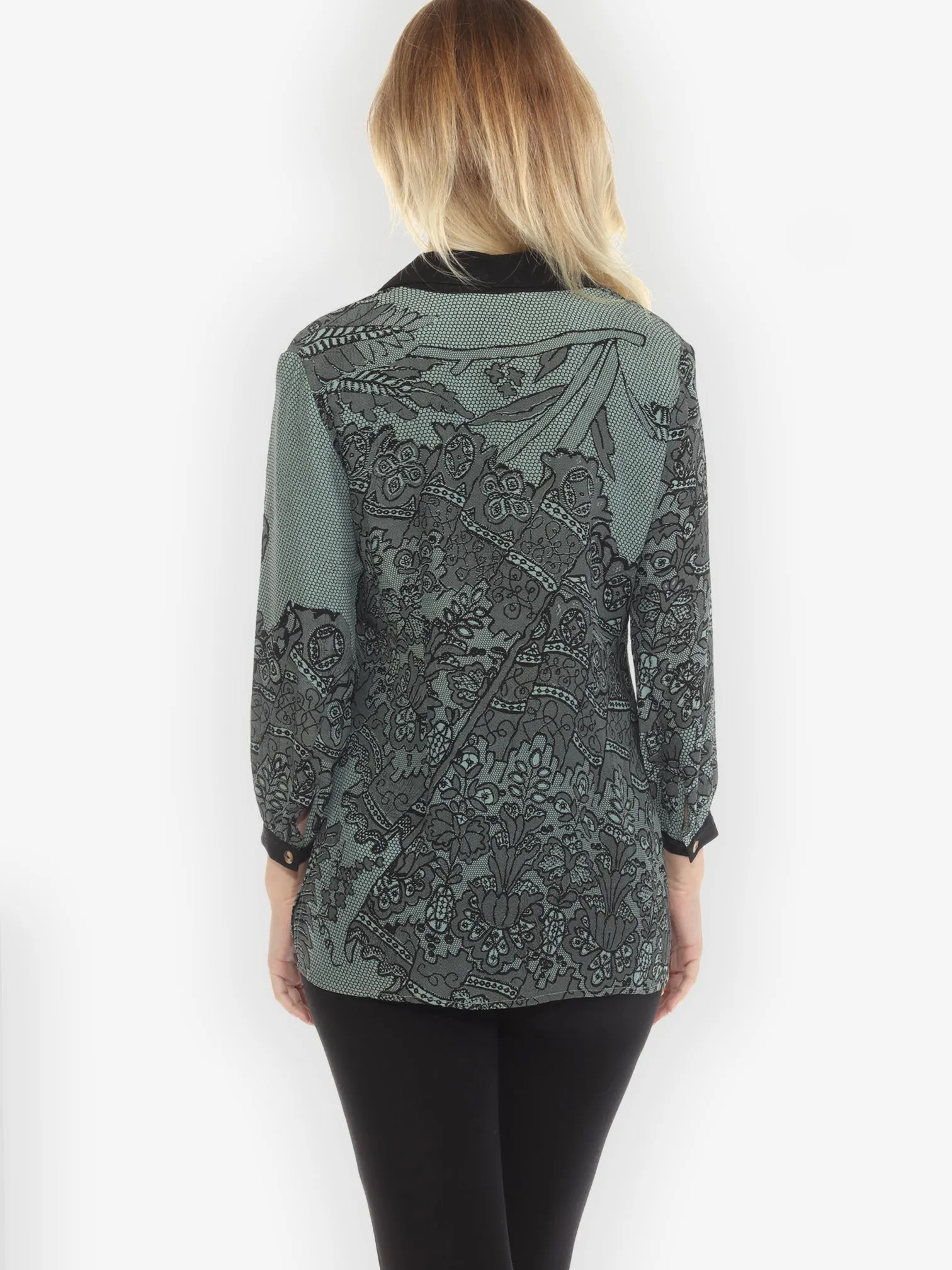 Lace Turquoise Hand Dyed Silk Blouse - XS sold by Citron product image thumbnail 2