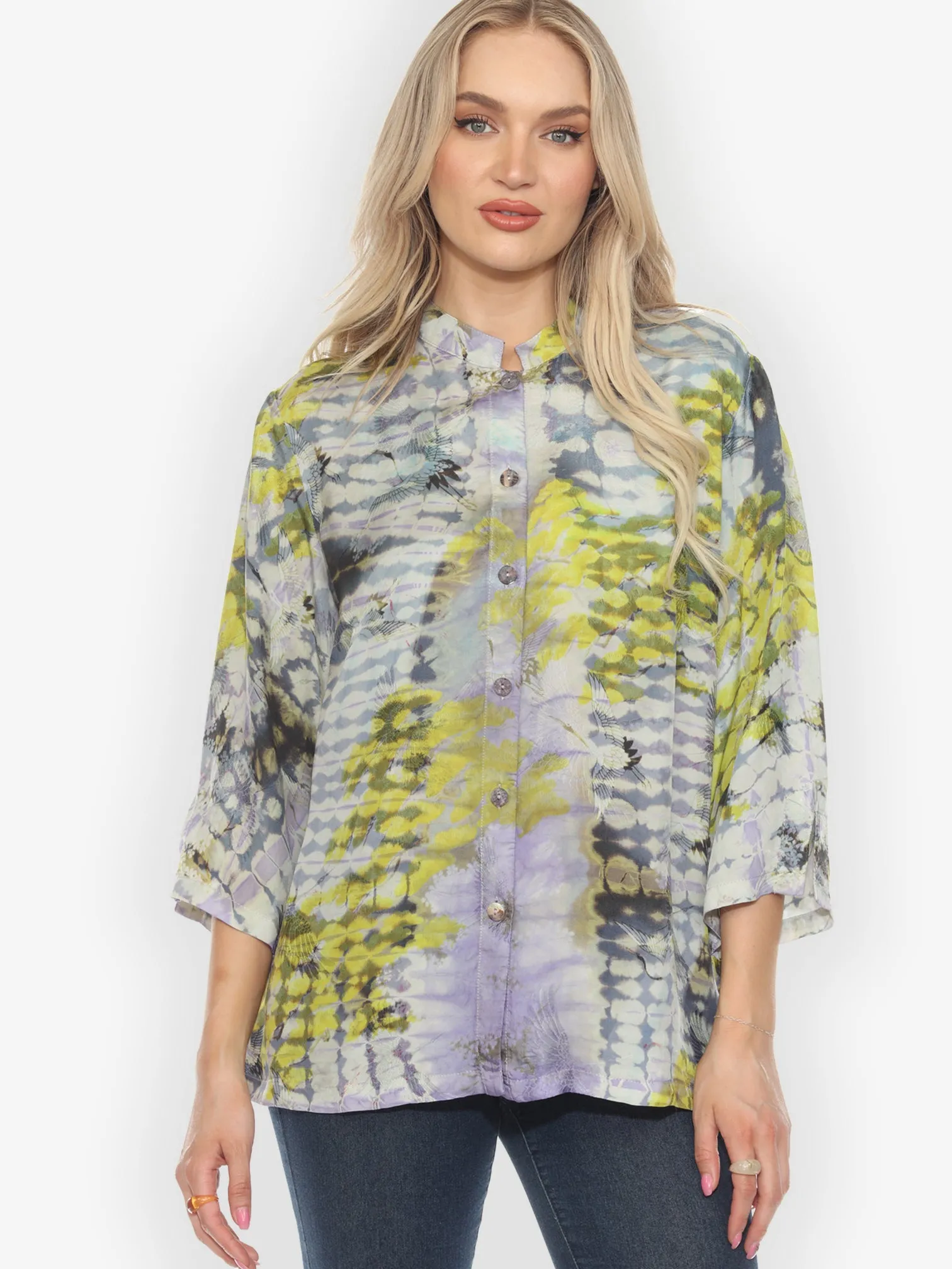 Waterfall Jungle Crane Tie Dye Tunic Type A - XL sold by Citron