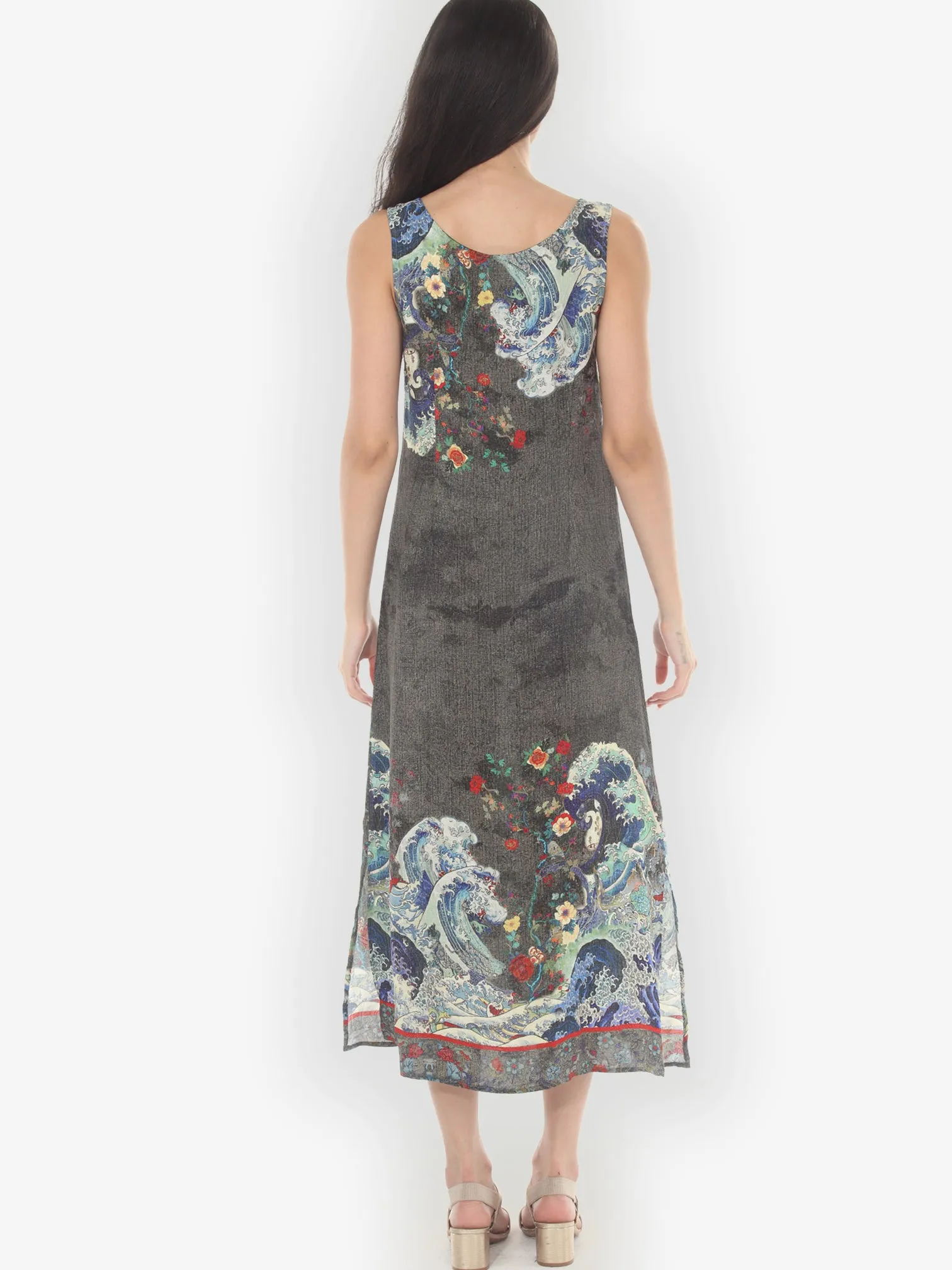 Waves Art in Dark Gray Silk Tank Dress sold by Citron product image thumbnail 4