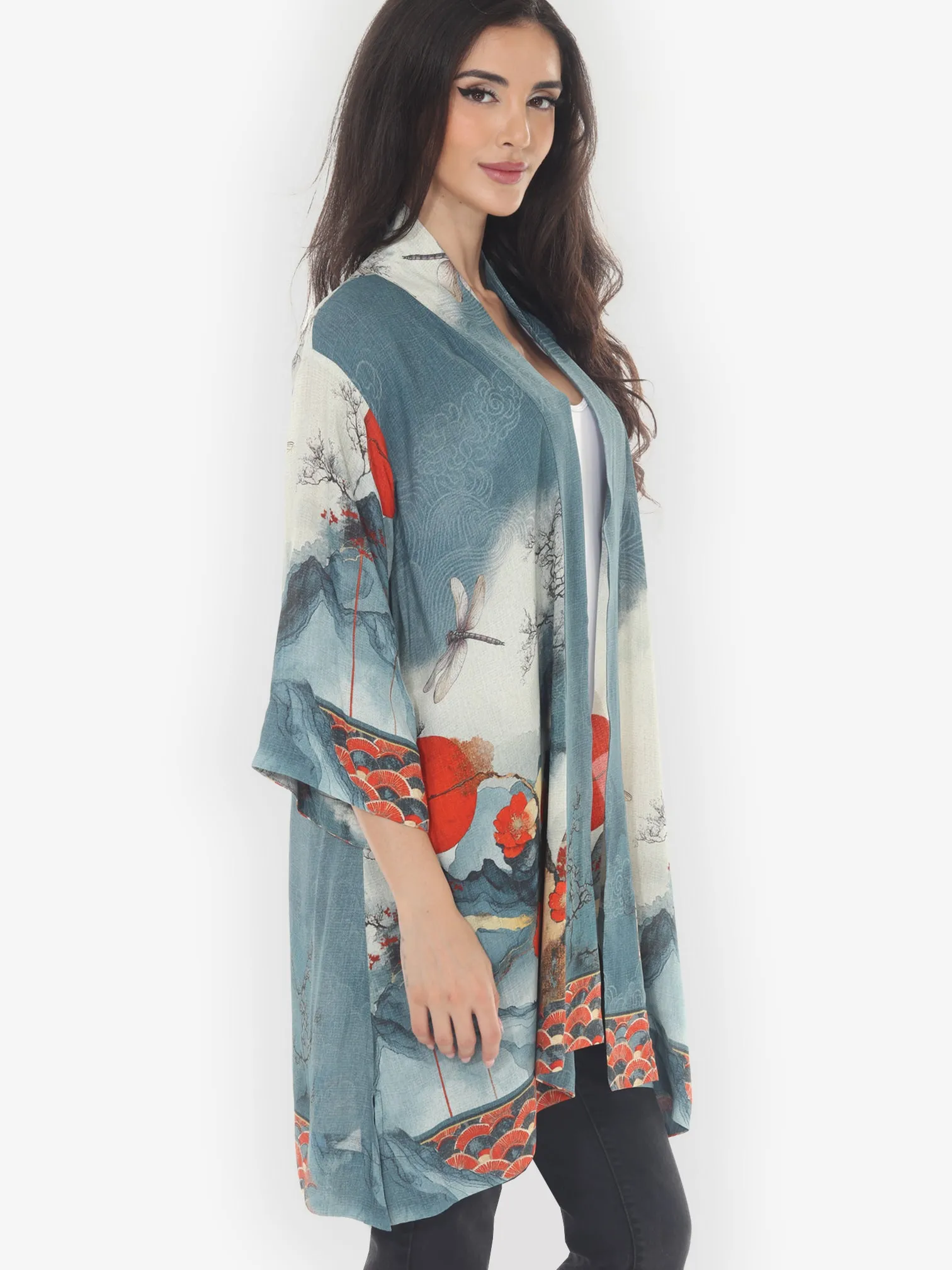 Dragonfly & Mountain Art Kimono Jacket sold by Citron product image thumbnail 2