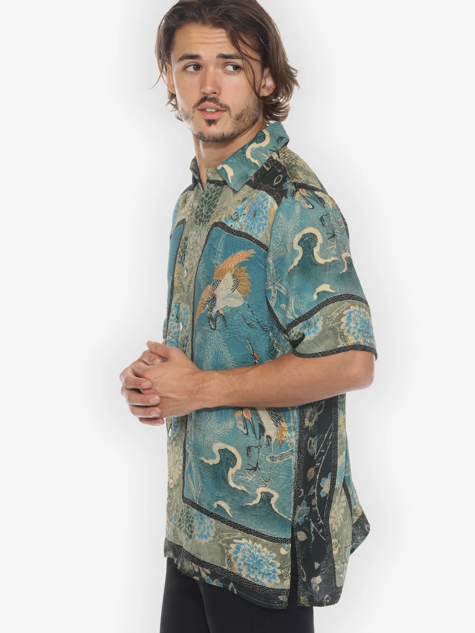 Crane Bamboo Floral Engineered Men’s Silk Shirt sold by Citron product image thumbnail 4