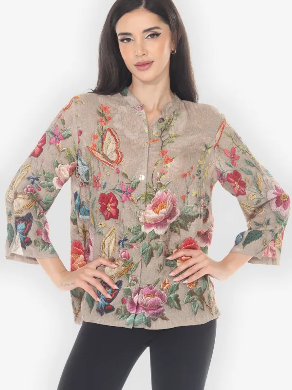 Embroidery Butterfly and Flower Citron Style Blouse sold by Citron