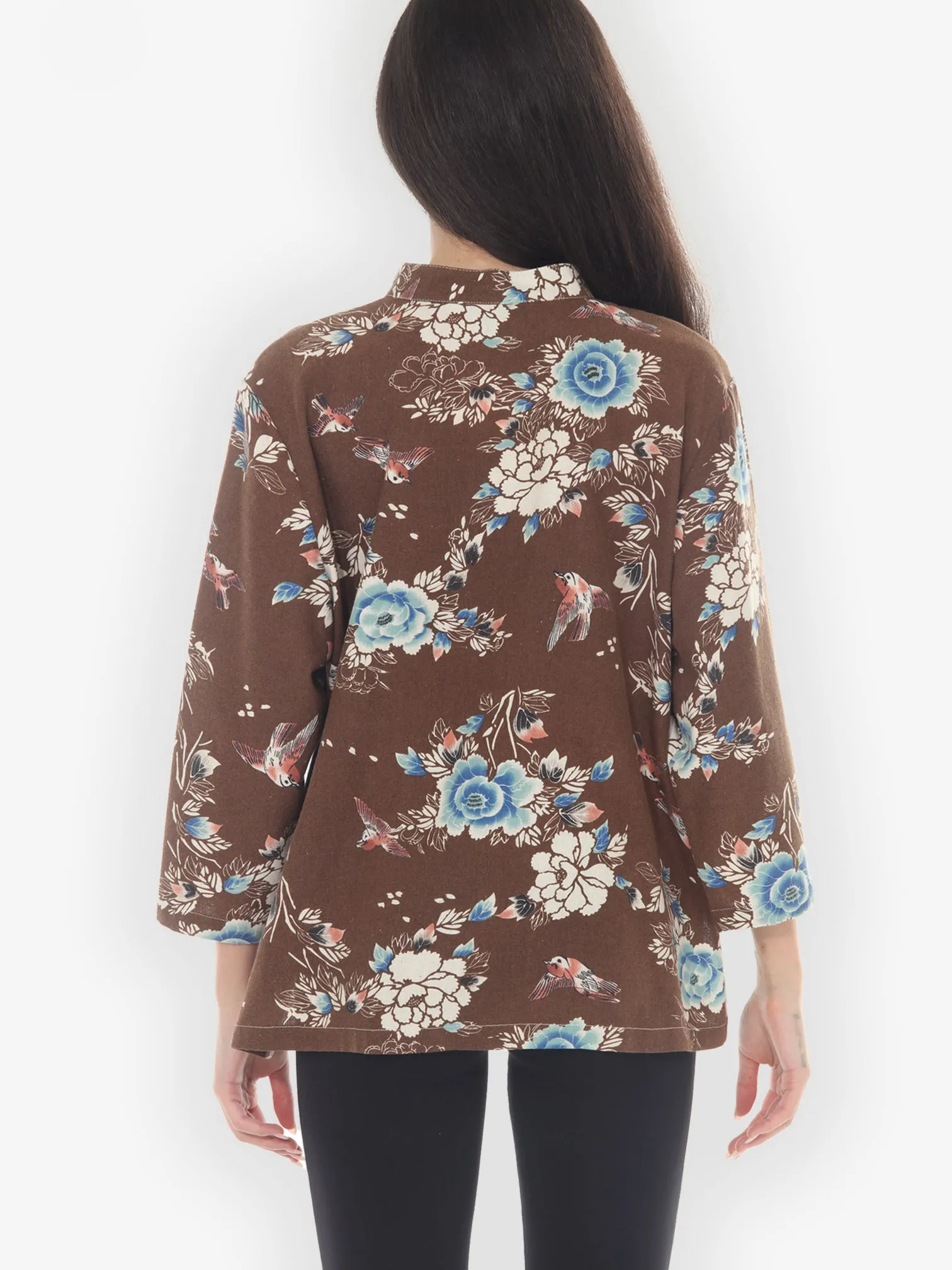 Raw Silk Birds Floral Blouse - 1X sold by Citron product image thumbnail 2