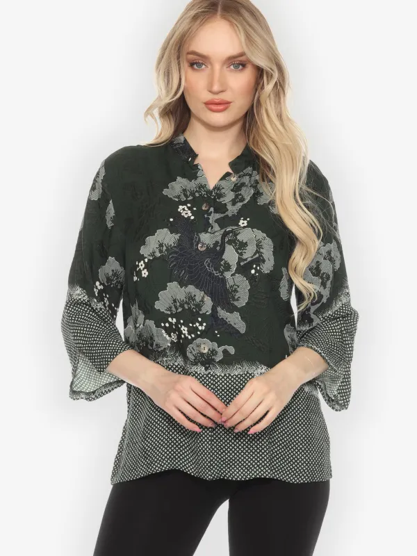 True Forest Shibori Silk Blouse - M sold by Citron