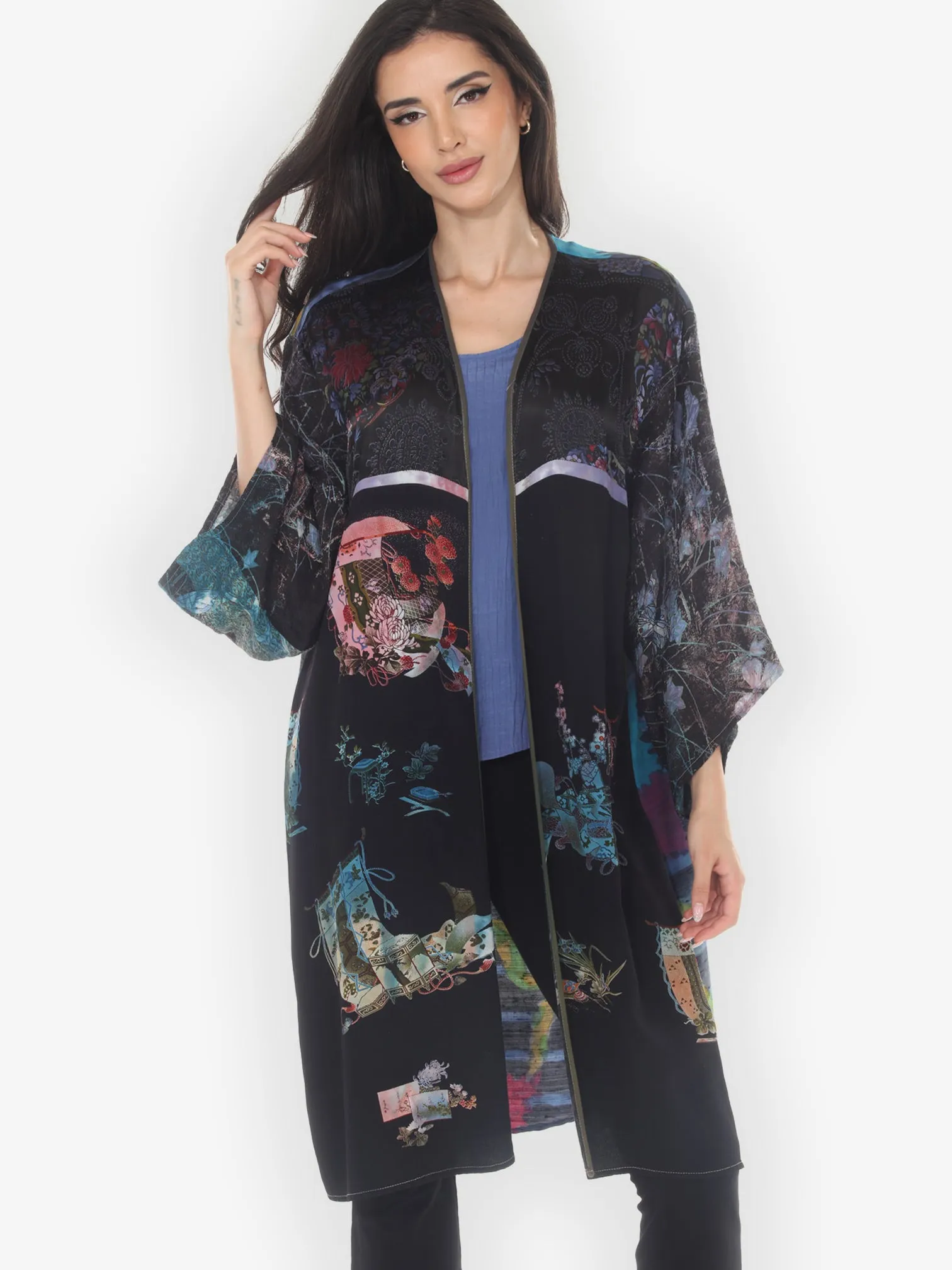 One of a Kind Tie Dyed Silk Kimono Jacket - 1X sold by Citron