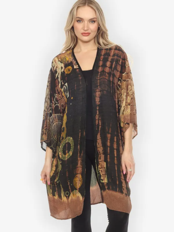 One of a Kind Tie Dyed Silk Kimono Jacket - 1X sold by Citron