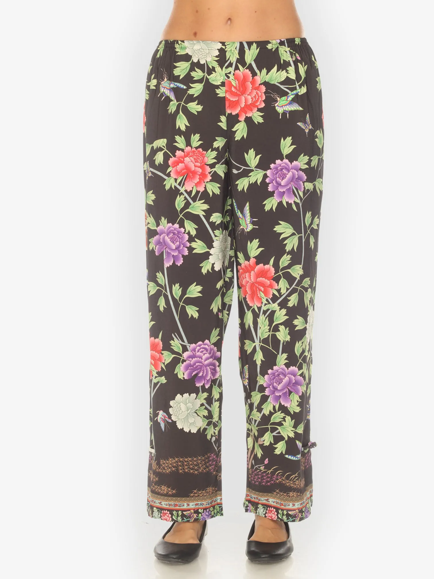 Border Floral Butterflies in Black Pull on Pant sold by Citron product image thumbnail 2