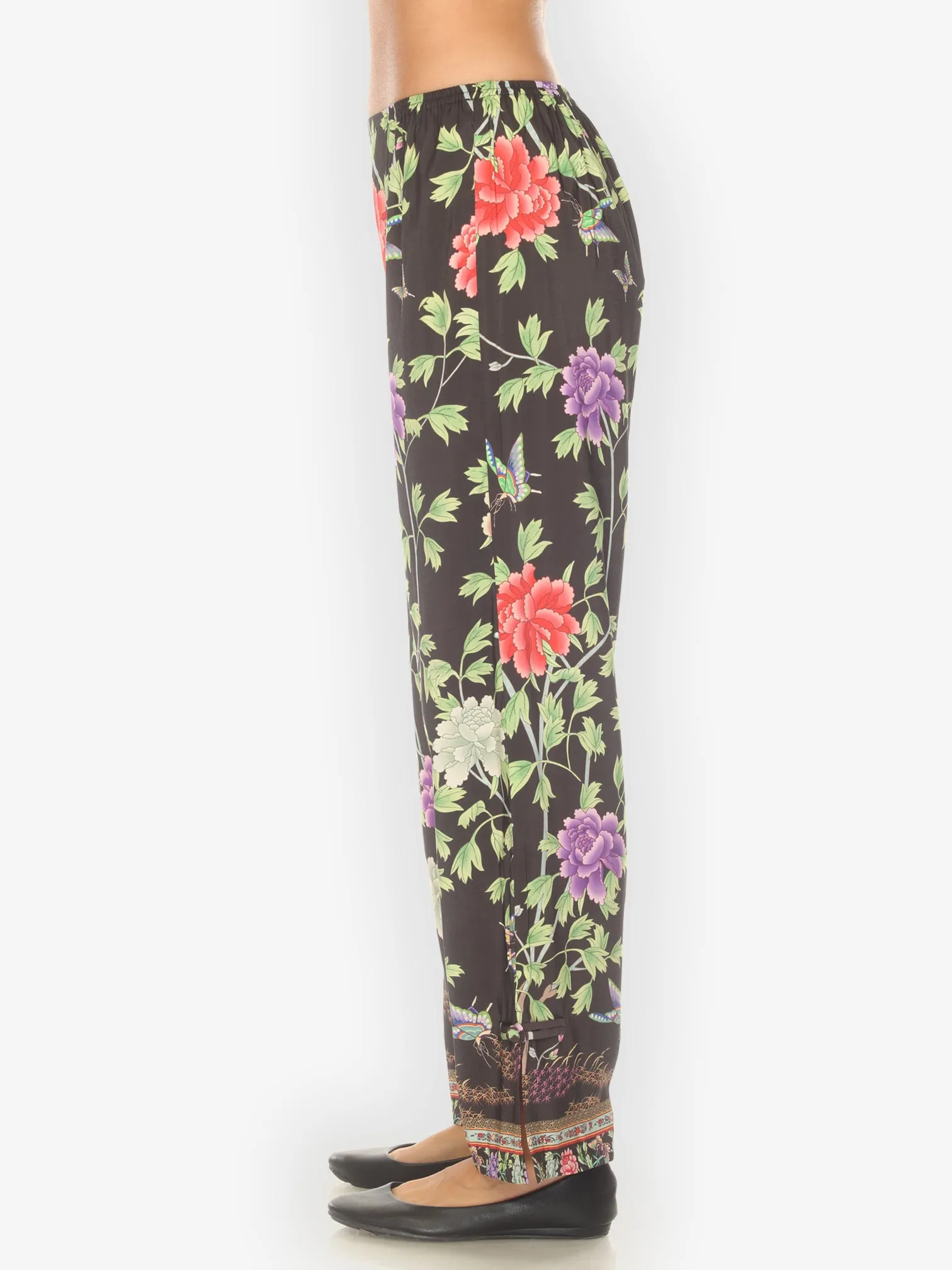 Border Floral Butterflies in Black Pull on Pant sold by Citron product image thumbnail 3