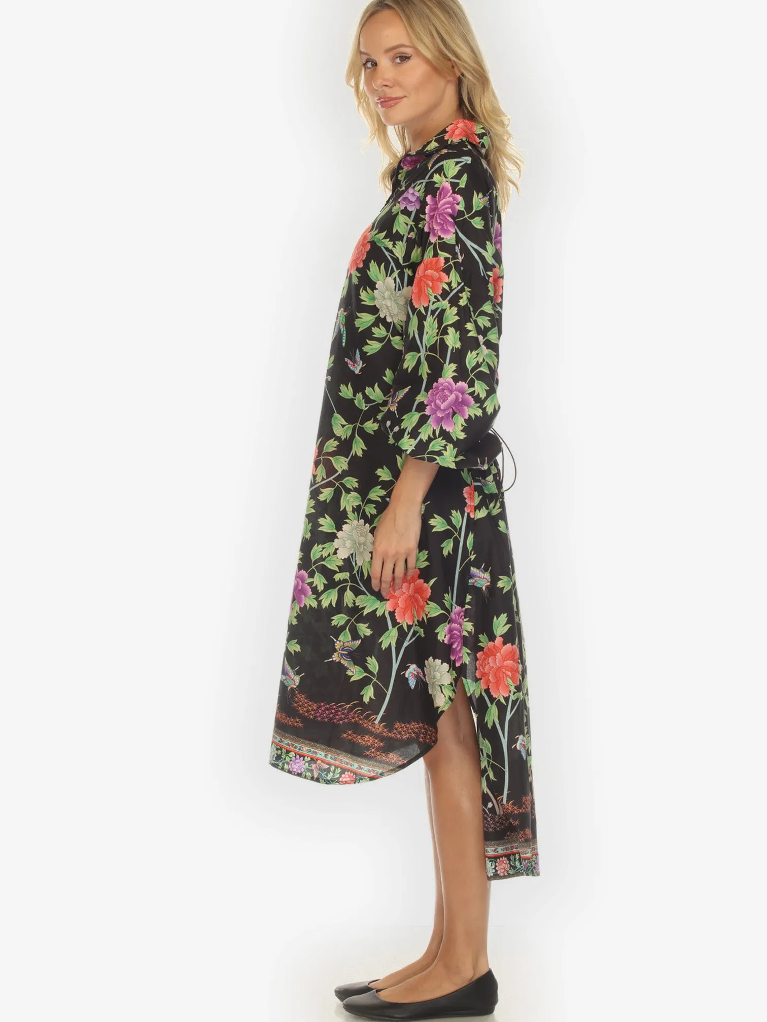 Border Floral Butterflies in Black Cotton Dress sold by Citron product image thumbnail 5