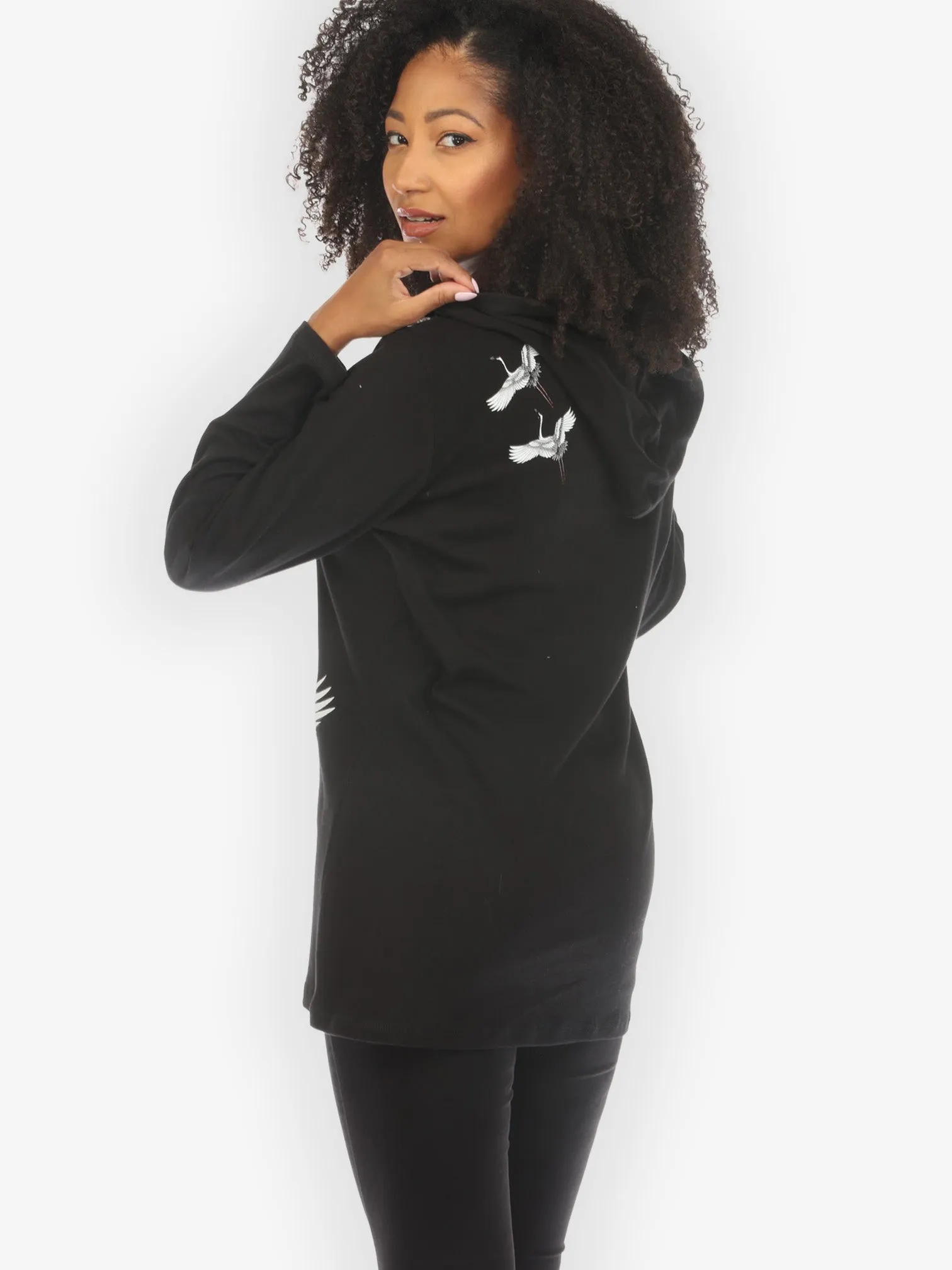 Crane Bonsai Print Cotton Hoodie - XXS; L sold by Citron product image thumbnail 2