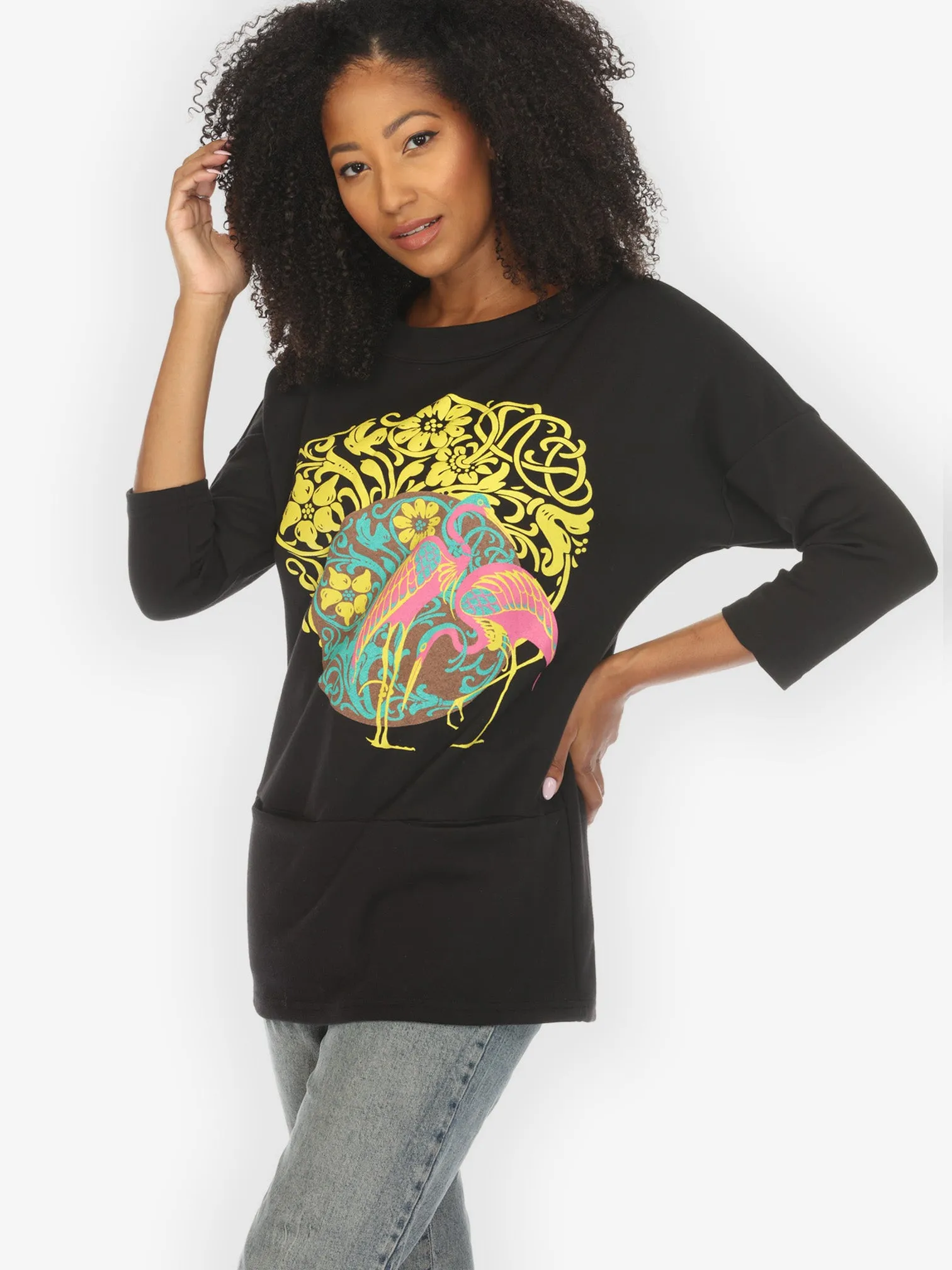 Flamingo Flower Print Pullover sold by Citron product image thumbnail 3