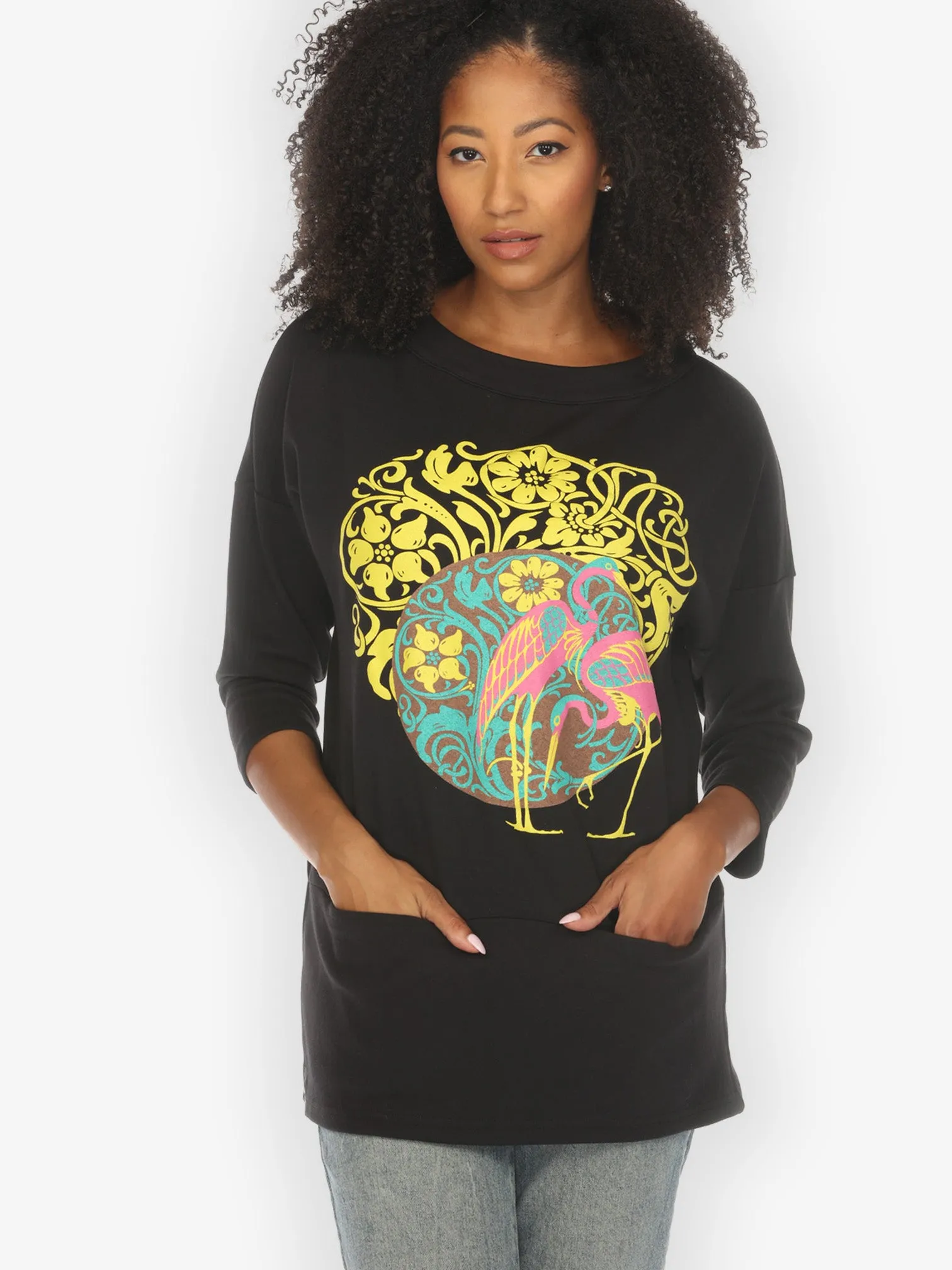 Flamingo Flower Print Pullover sold by Citron product image thumbnail 2