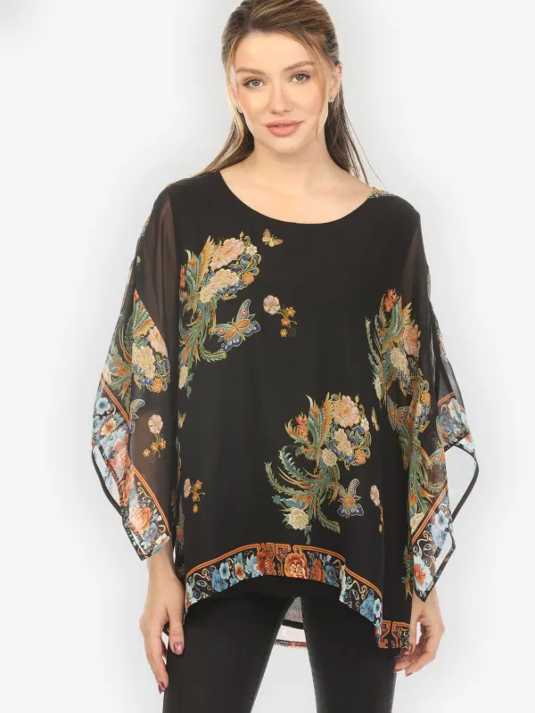Butterfly Flowers Phoenix Double Layer Silk Top sold by Citron