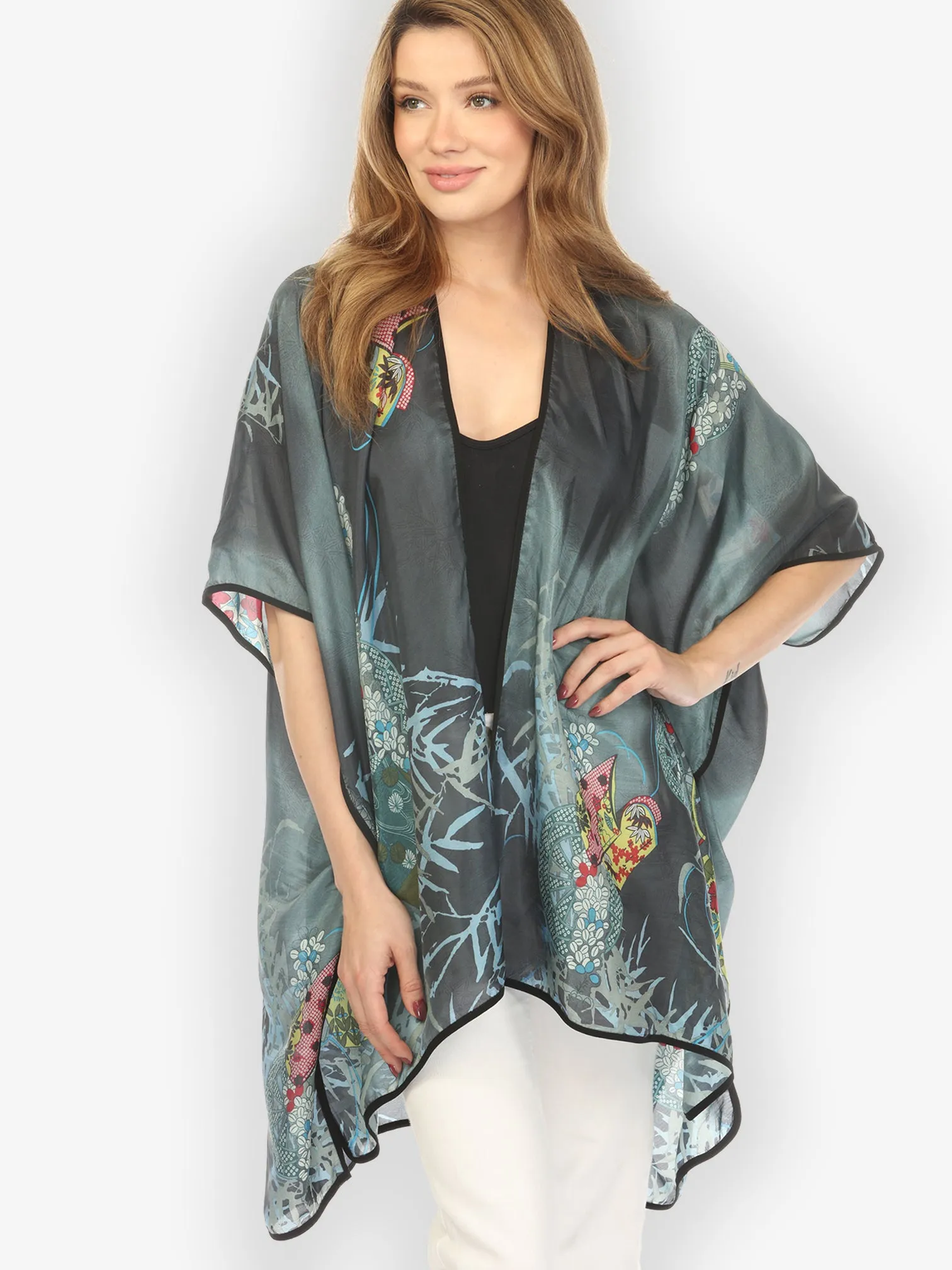 Classic Wheel Bamboo Silk Poncho - M sold by Citron