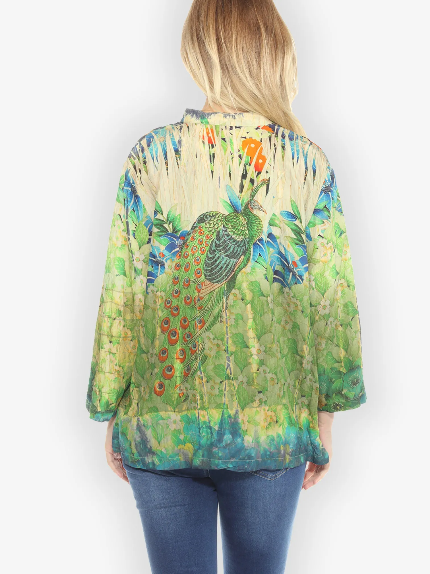 Peacock Garden Foliage Blue Bamboo Tie Dye Blouse - 0X sold by Citron product image thumbnail 2