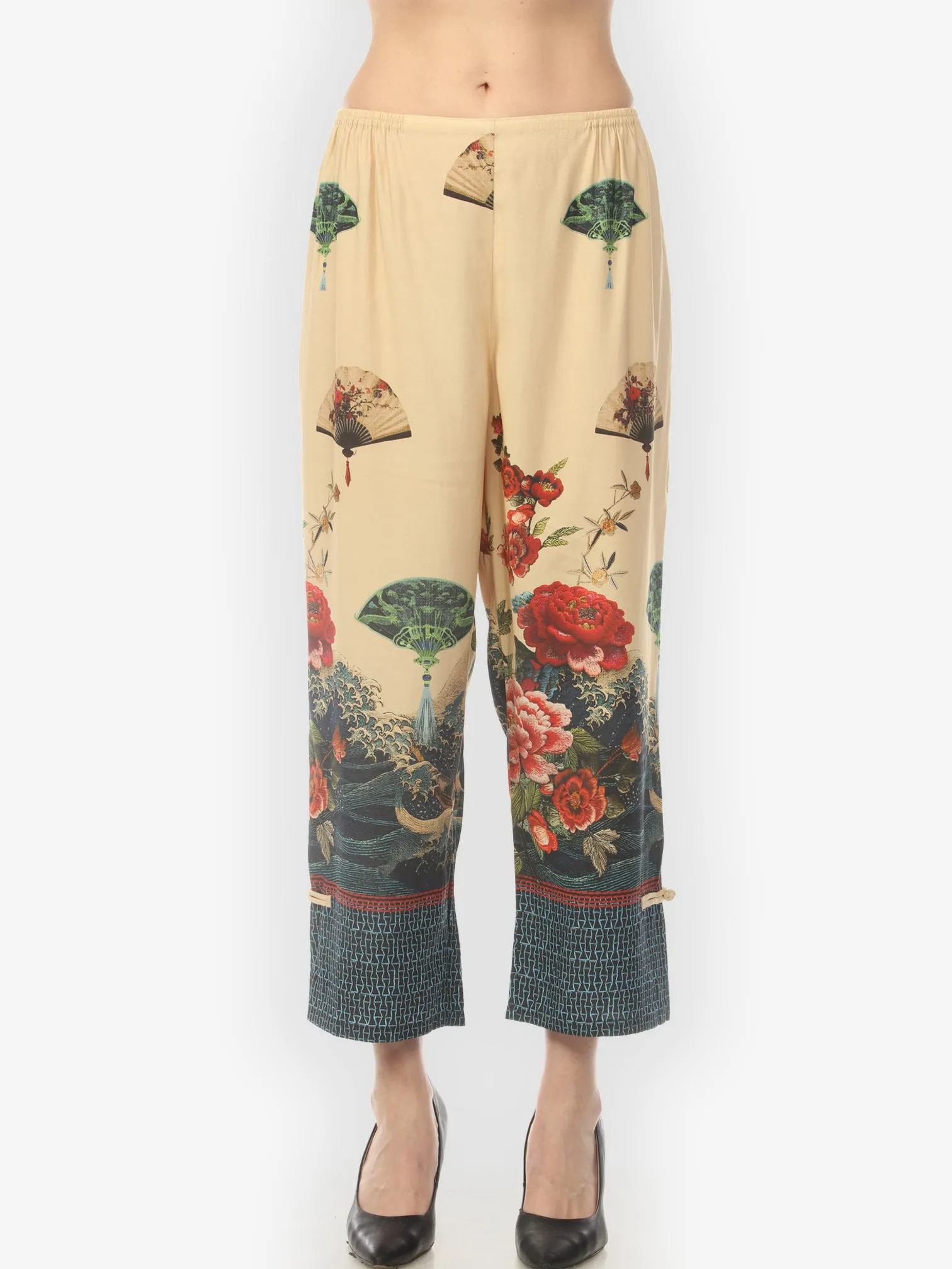 Waves Fans Flowers in Cream Pull on Pant sold by Citron product image thumbnail 2
