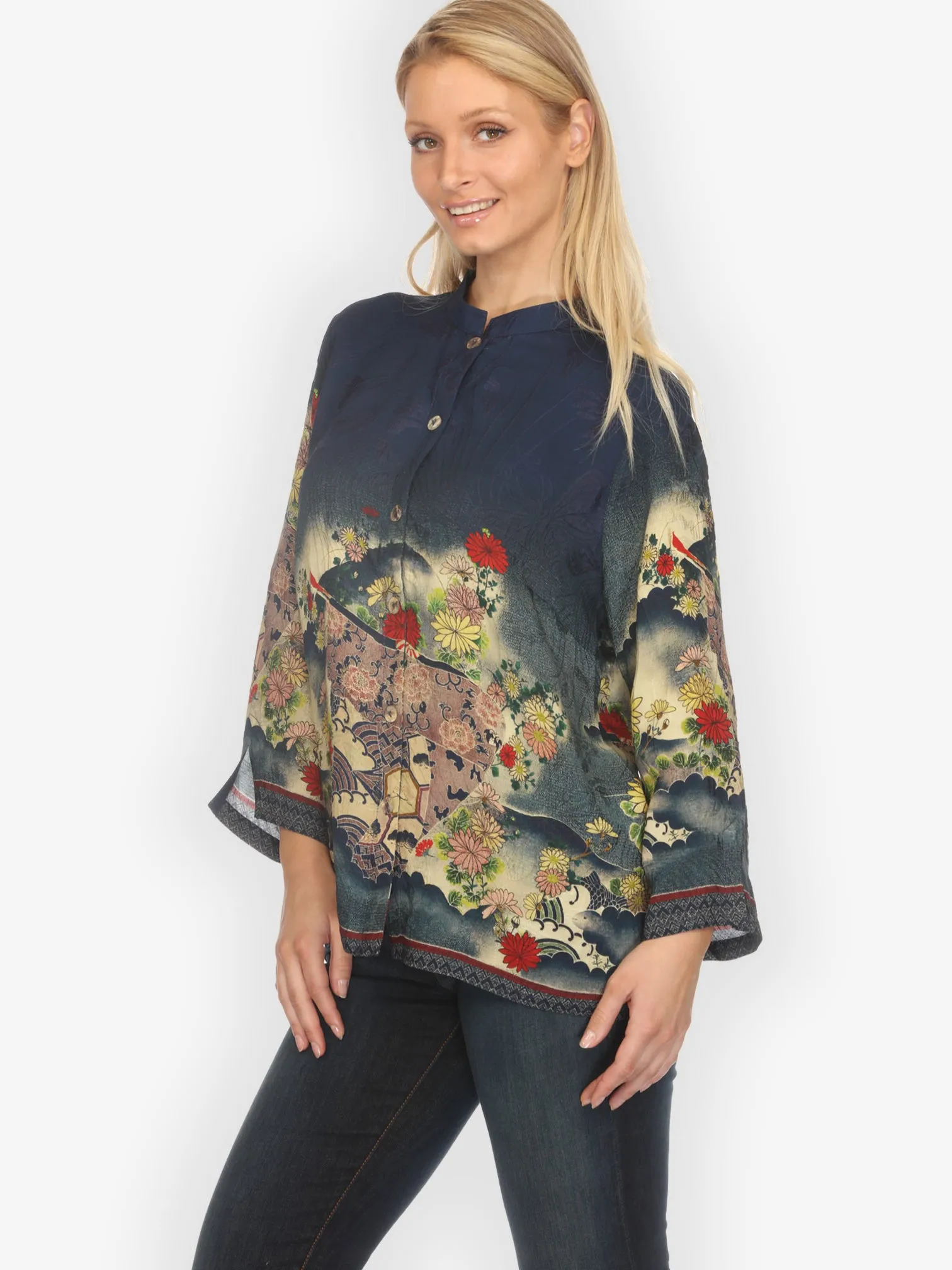 Magic Organic Beauty in Navy Silk Blouse sold by Citron product image thumbnail 2