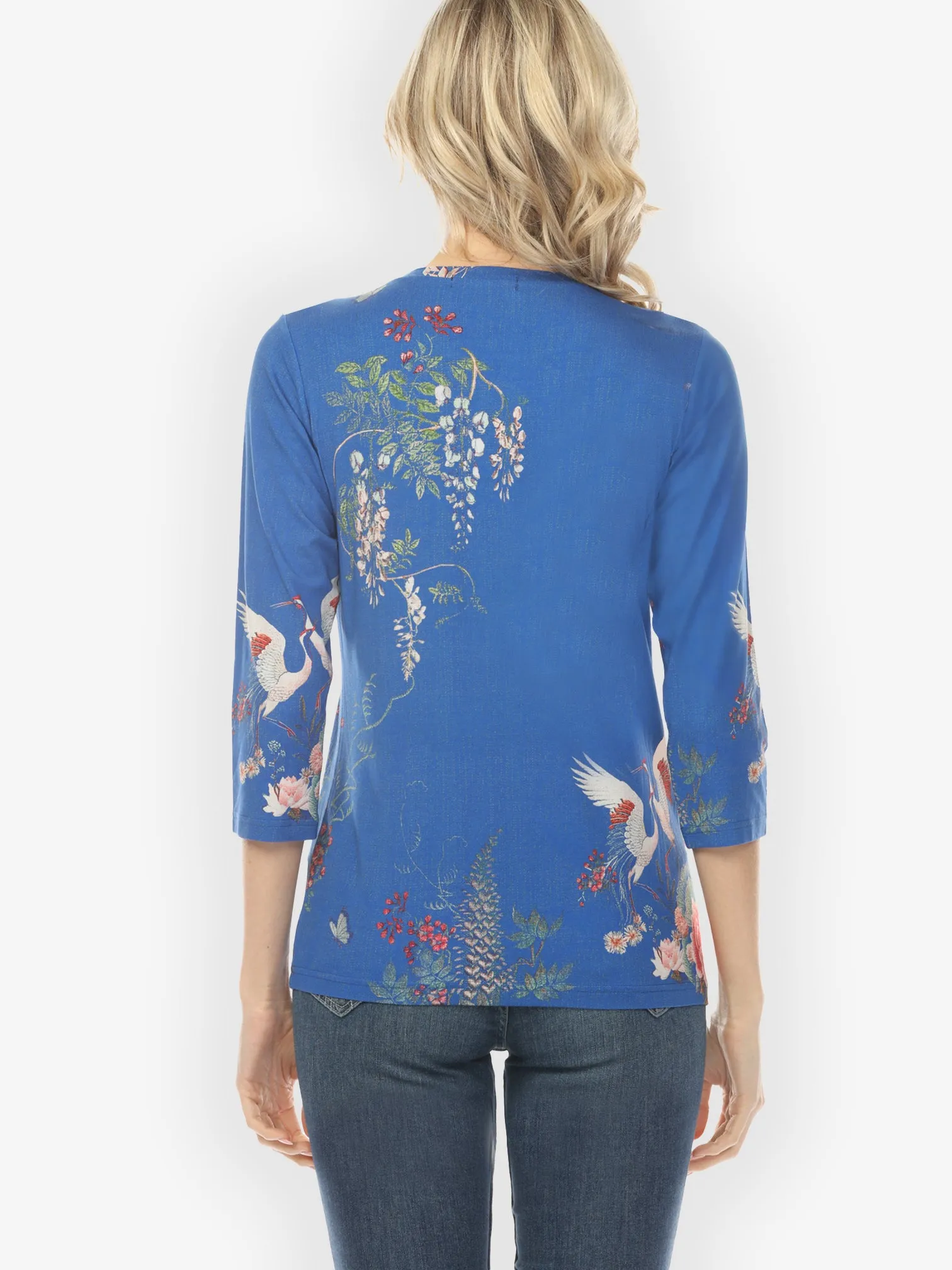 Wisteria Butterflies Crane in Blue ¾ Sleeve Tee sold by Citron product image thumbnail 3