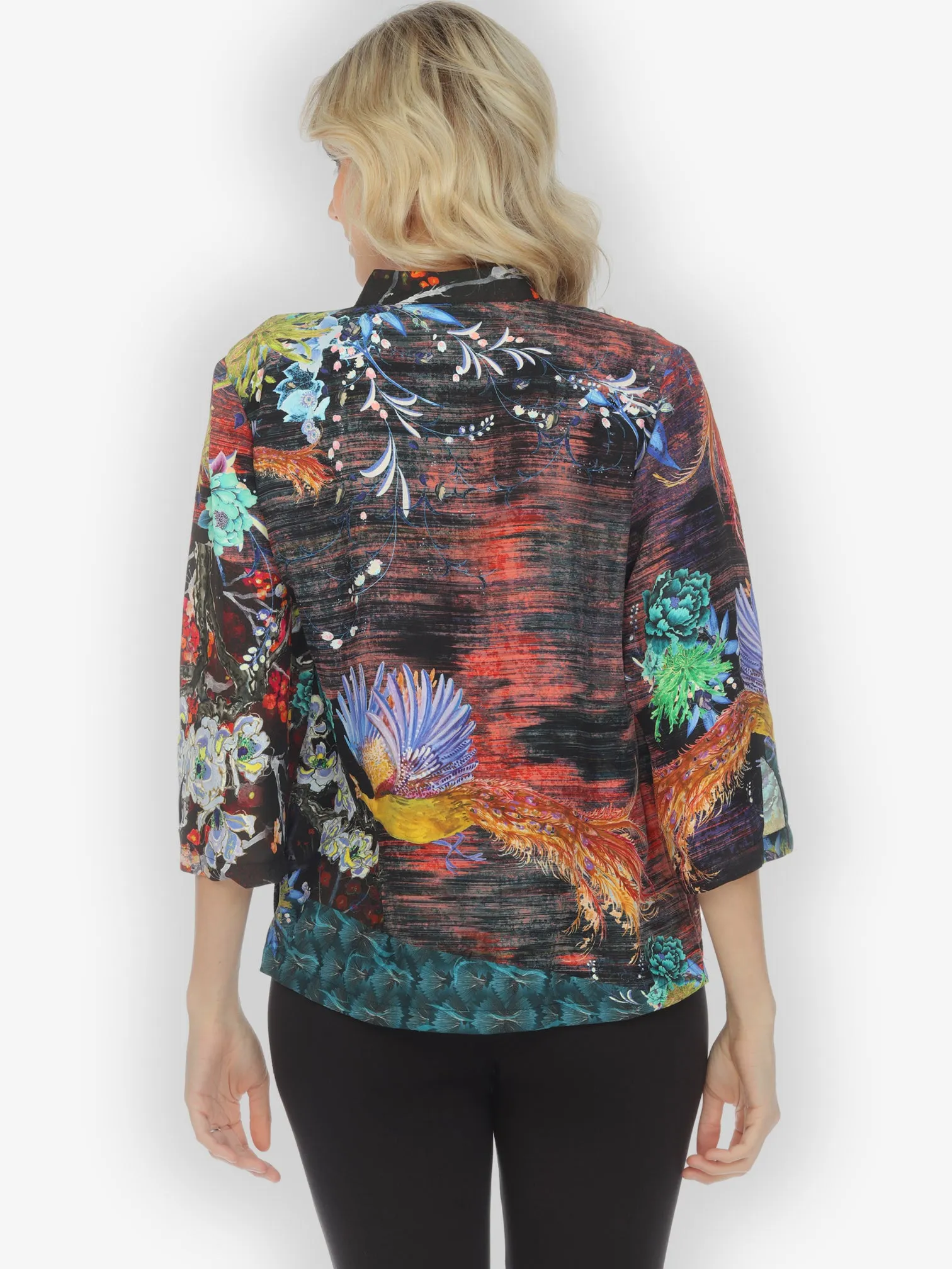 Tasteful Peacock Flower Silk Blouse sold by Citron product image thumbnail 2