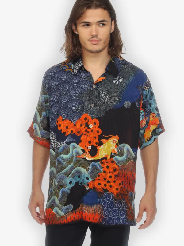 Royal Koi Pond Men’s Silk Blend Shirt sold by Citron