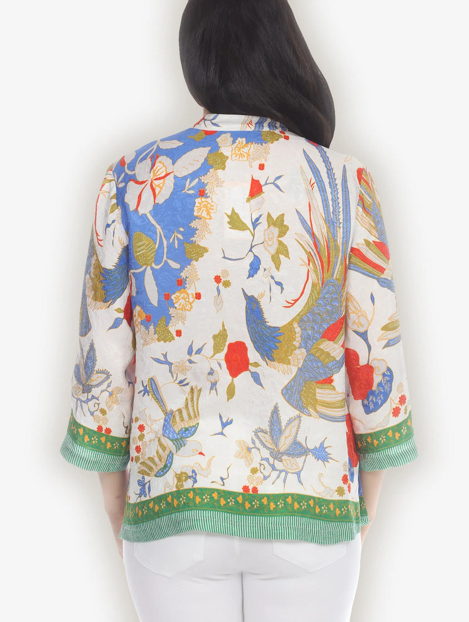 Peacock Floral Border Silk Blend Blouse sold by Citron product image thumbnail 2