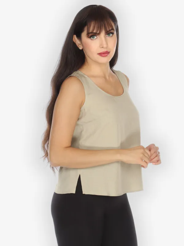 Silk Light Taupe Tank Top sold by Citron