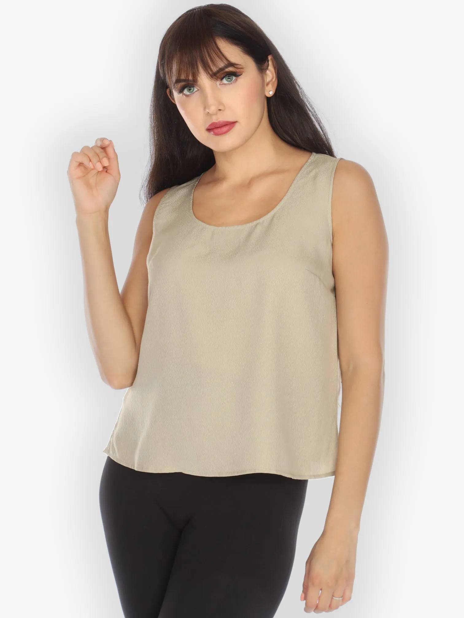 Silk Light Taupe Tank Top sold by Citron product image thumbnail 3