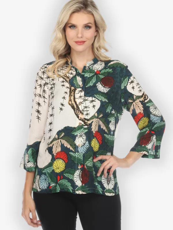 Umbrella Flowers Silk Blend Blouse sold by Citron