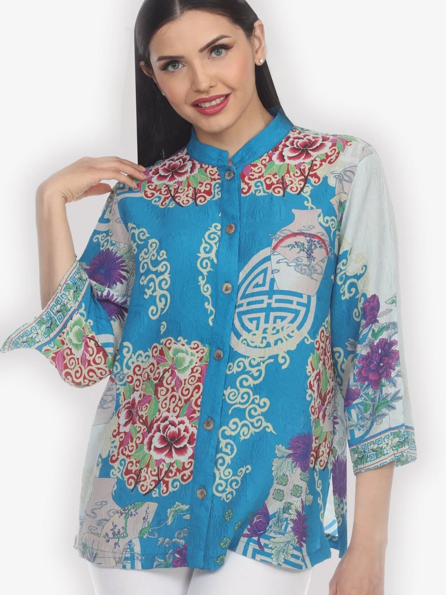 Bouquet Clusters Silk Blouse sold by Citron