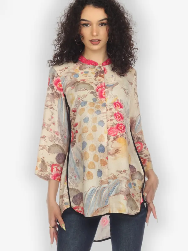 Kimono Art Design Silk Blouse sold by Citron