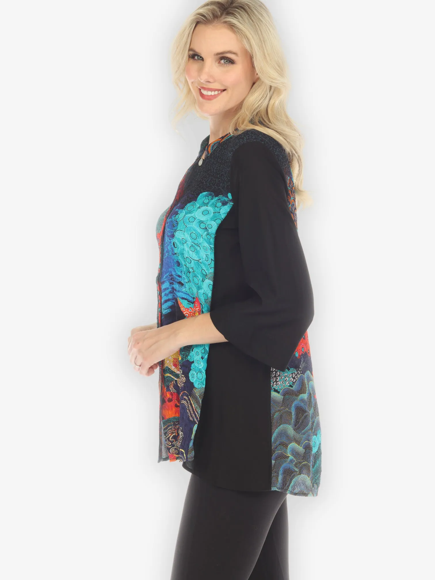 Colorful Water Scene Silk Blouse sold by Citron product image thumbnail 2