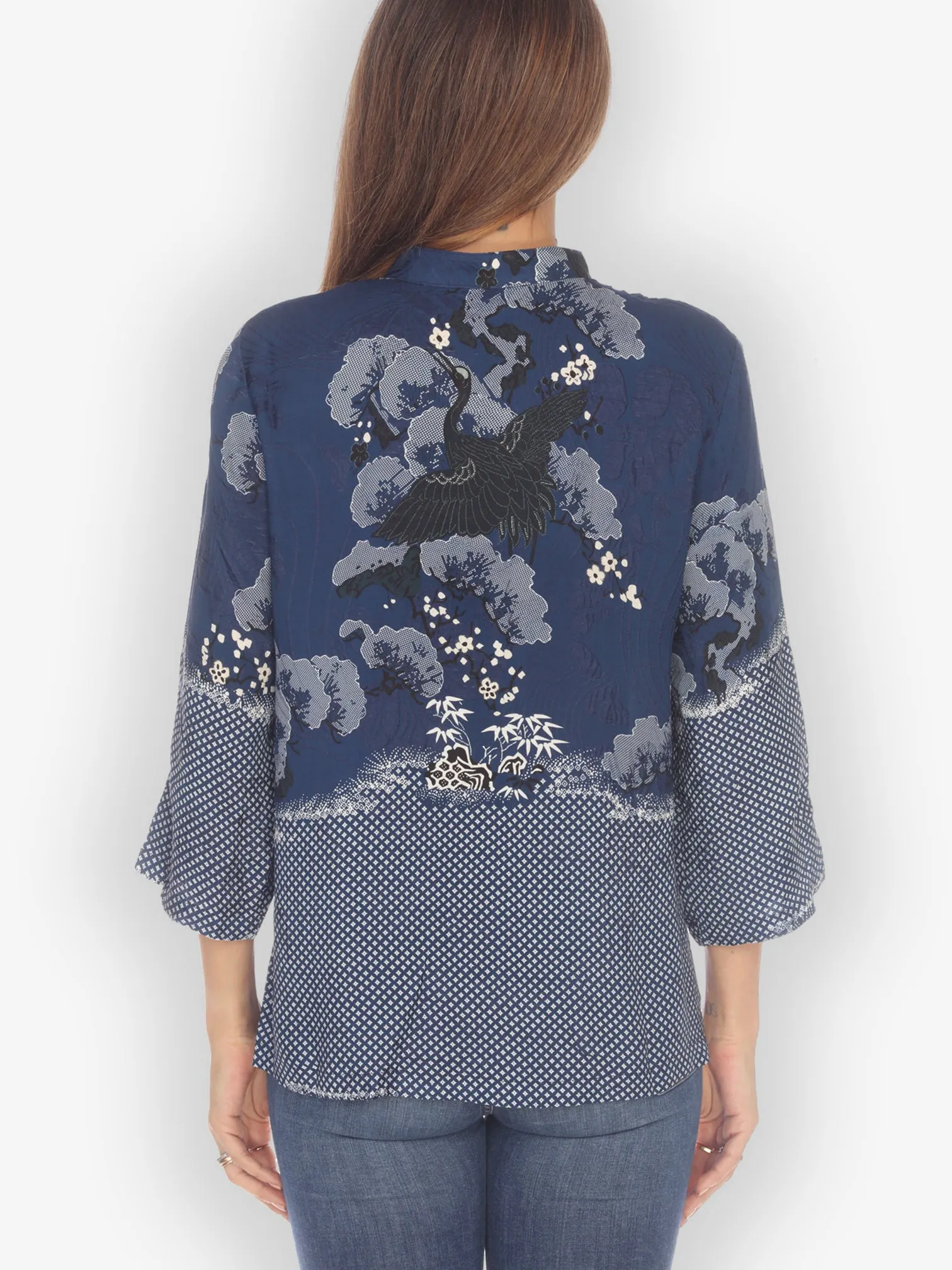 True Blue Shibori Silk Blend Blouse sold by Citron product image thumbnail 3