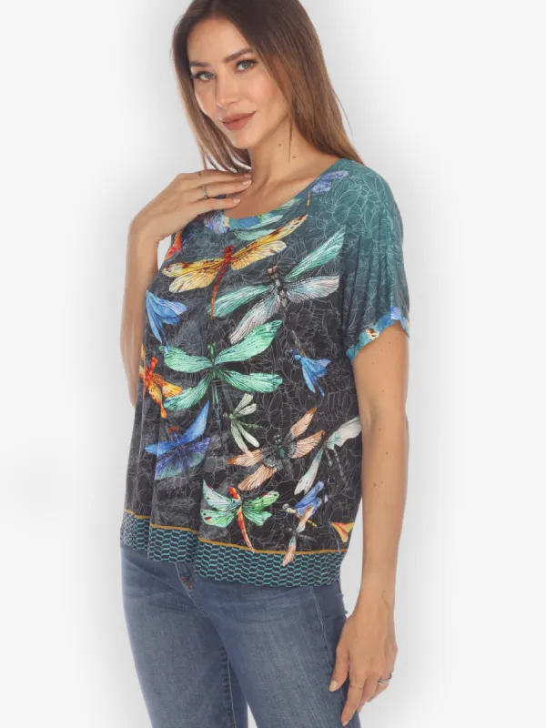 Colorful Dragonfly Cap Sleeves Tee sold by Citron