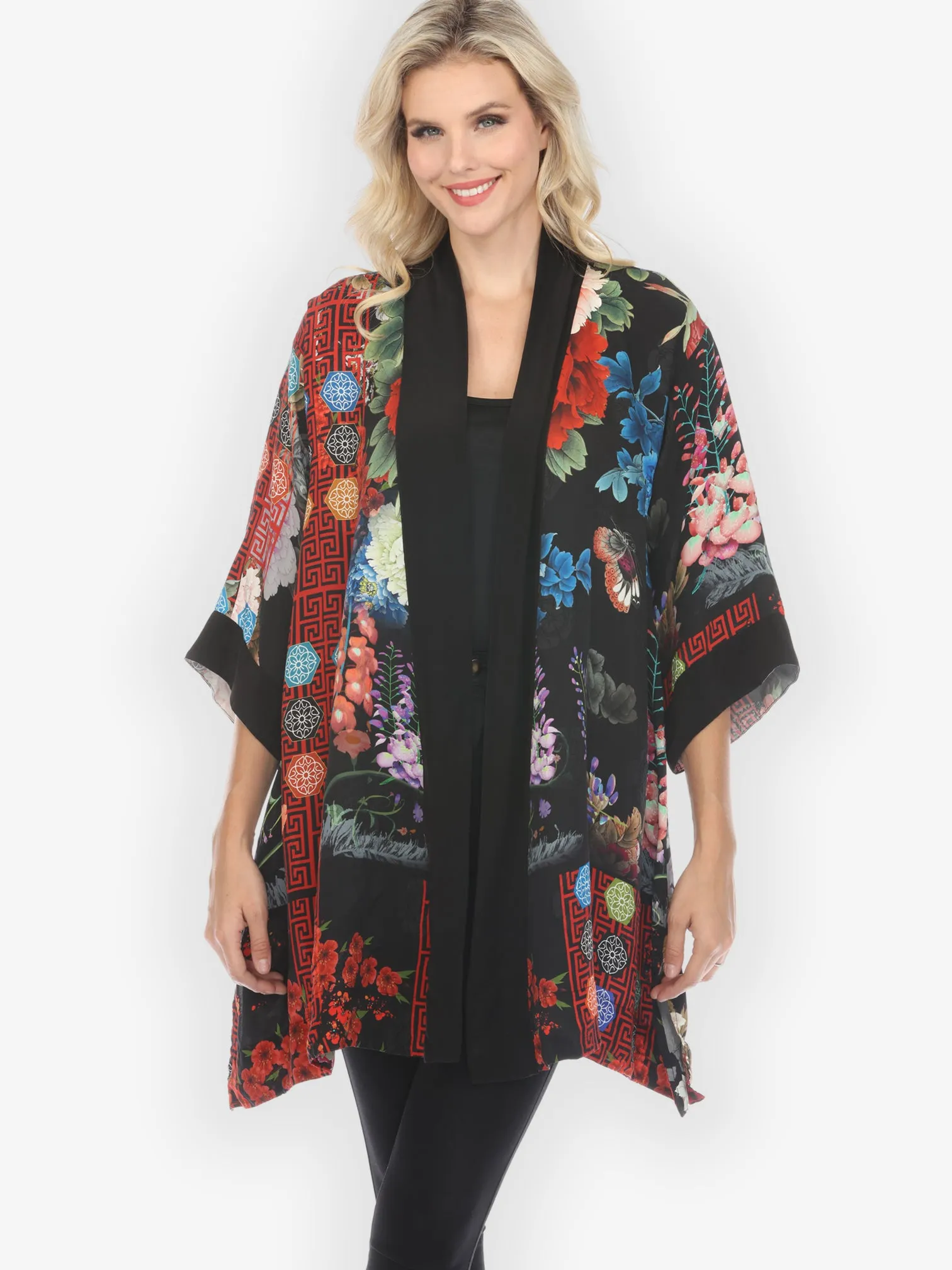 Peony Crest Border Silk Kimono Jacket sold by Citron product image thumbnail 2