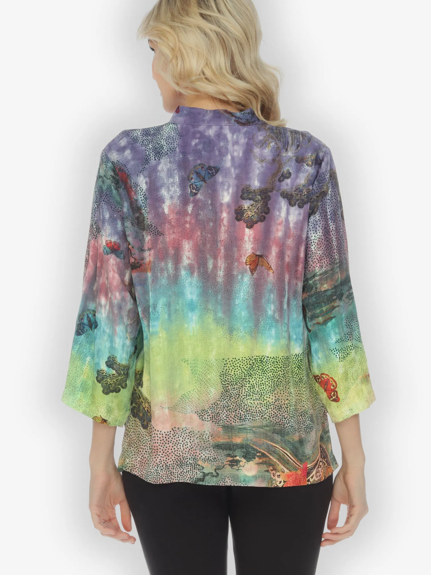 Koi Waves Butterfly Hand Dyed Blouse sold by Citron product image thumbnail 2