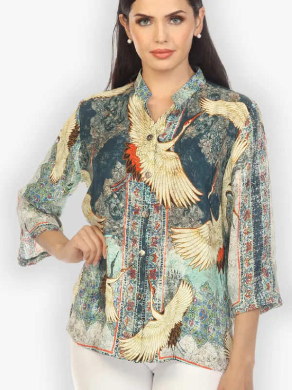 Crane Vintage Silk Blend Blouse sold by Citron