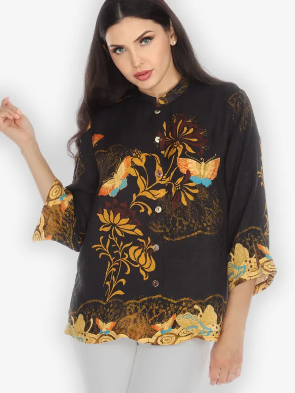 Golden Love Butterfly Citron Style Silk Blouse sold by Citron