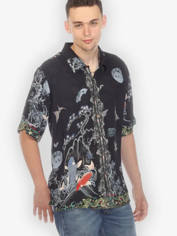 Koi Dragon Bamboo Men's Silk Shirt sold by Citron