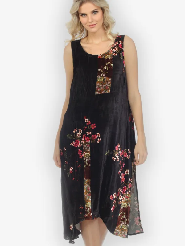 Vintage Bamboo Flowers Velvet Dress sold by Citron
