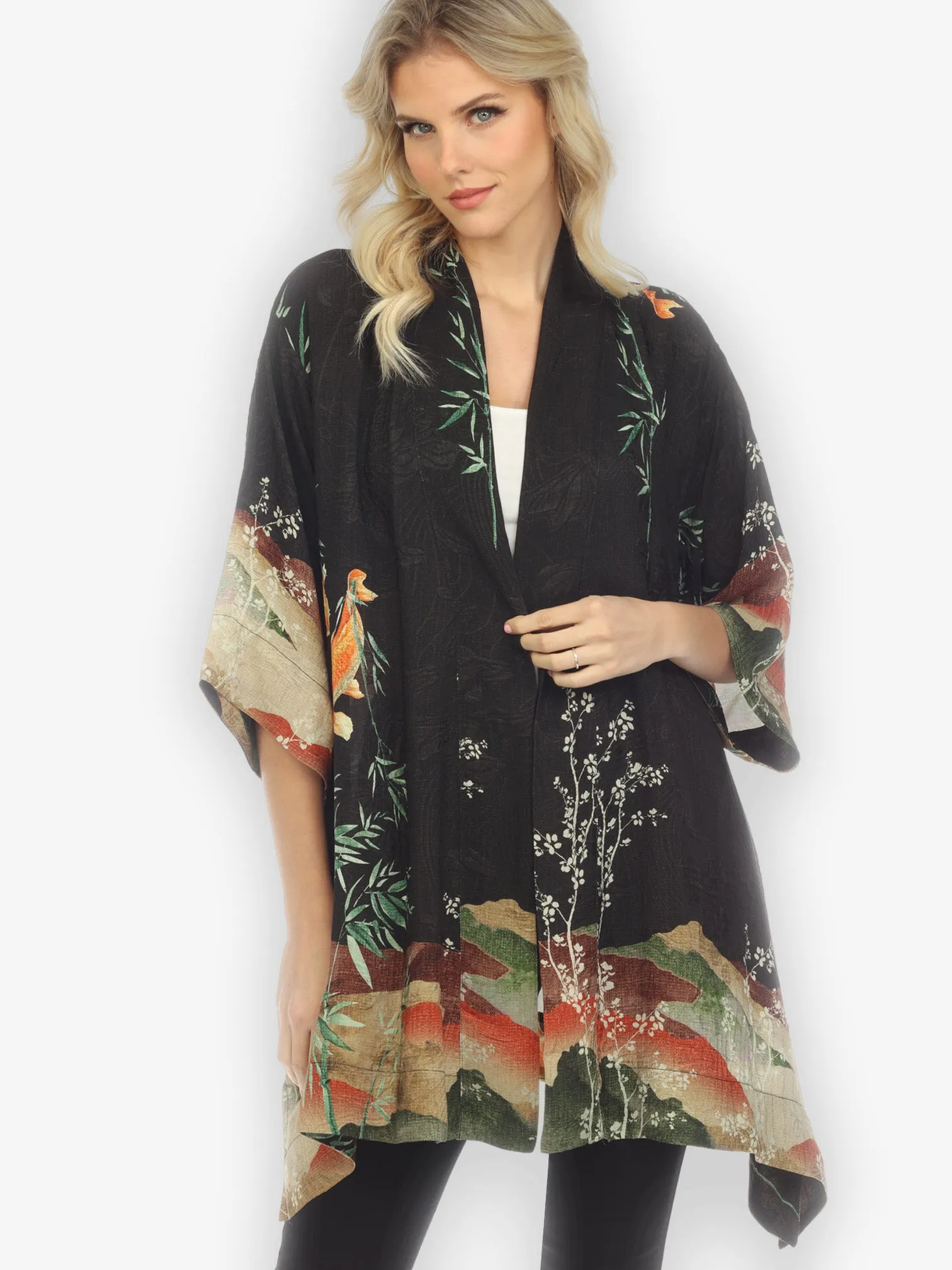 Koi Design Silk Kimono Top sold by Citron