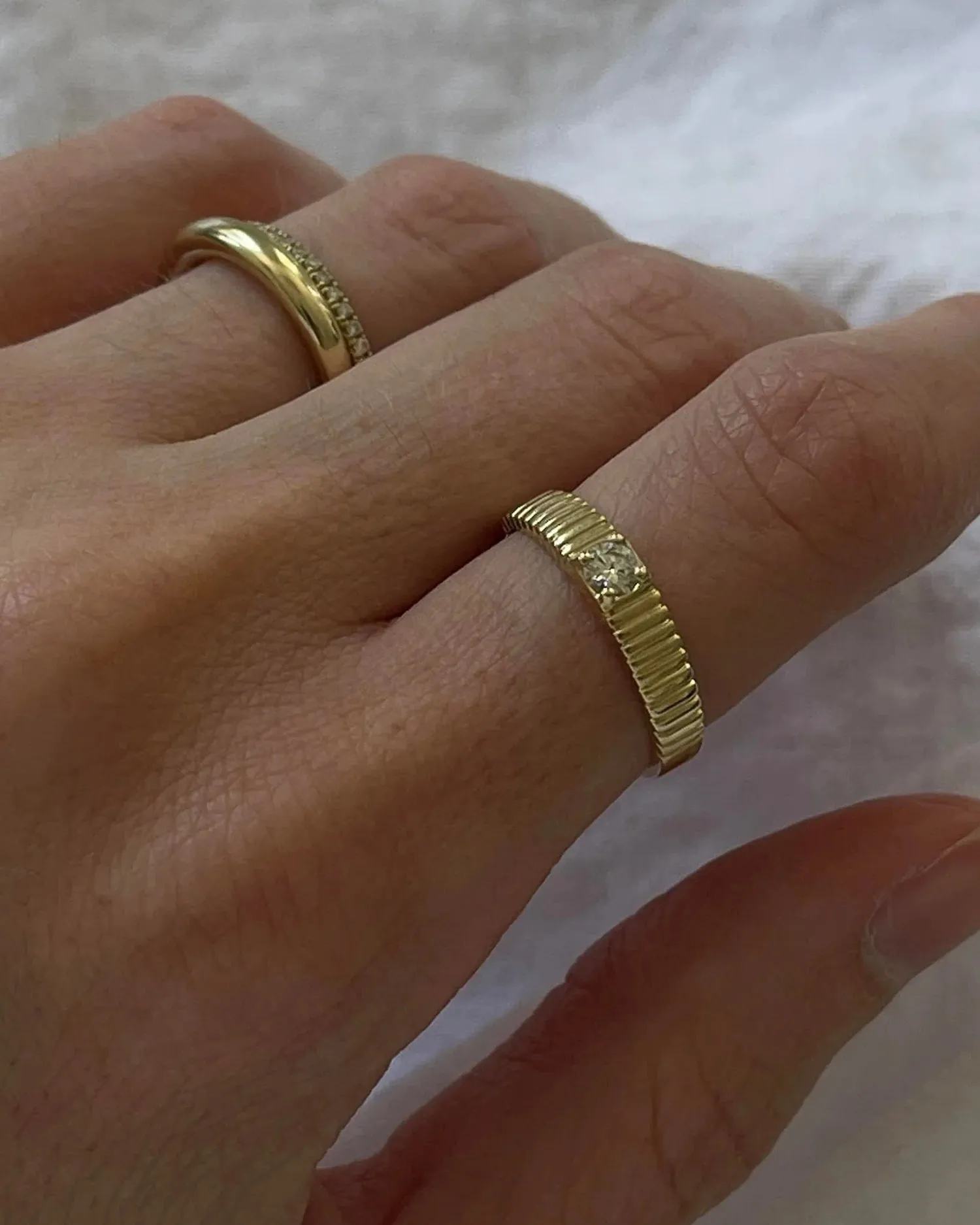 Petit Classic Solis Ribbed Ring Diamond sold by Clare Vivier product image thumbnail 3