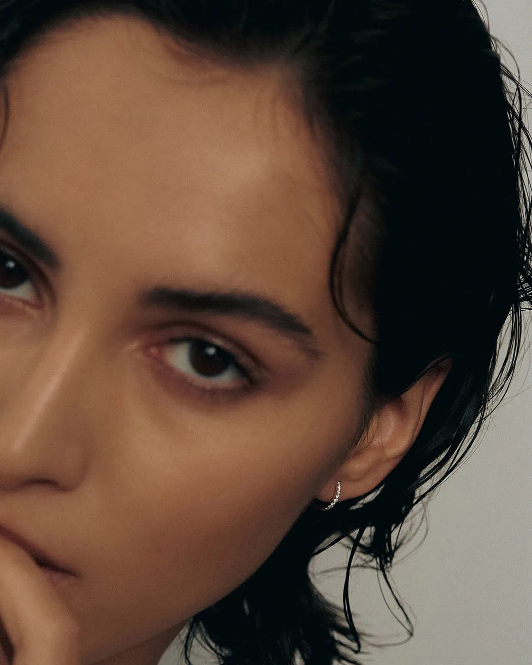 Pavé Huggie Earrings Diamond sold by Clare Vivier product image thumbnail 3