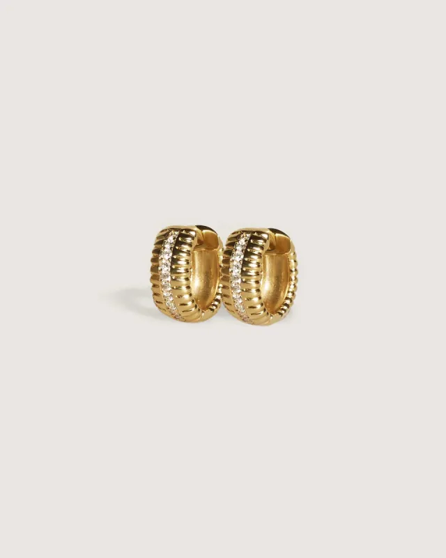 Solis Ribbed Pavé Diamond Earrings sold by Clare Vivier